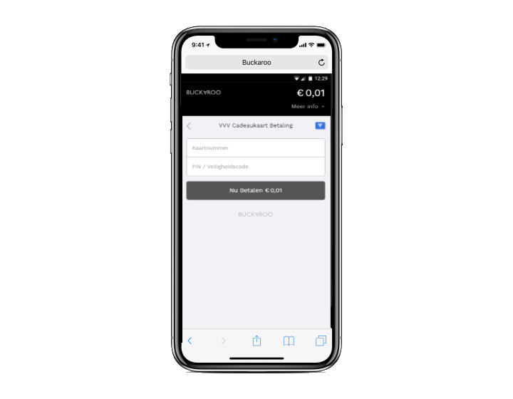 Voorbeeld: online betalen met een VVV-giftcard.