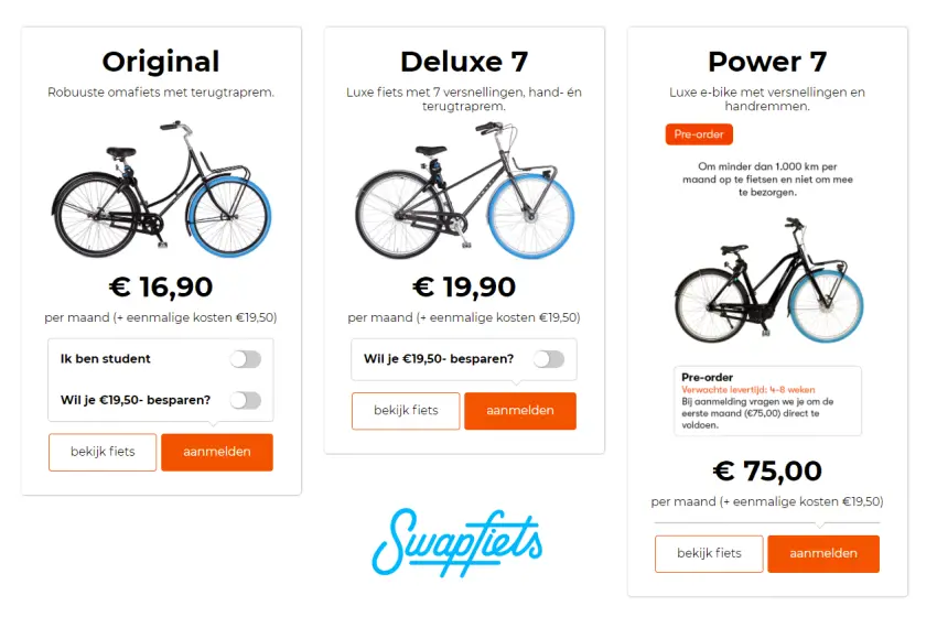 Swapfiets: een fiets op abonnementsbasis inclusief service en onderhoud